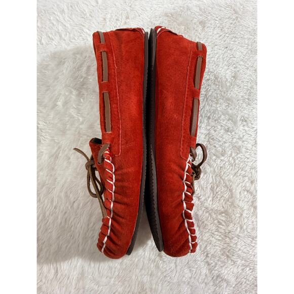 LAM Womens Suede Moccasins Red Size 8 Cozy - Picture 4 of 8